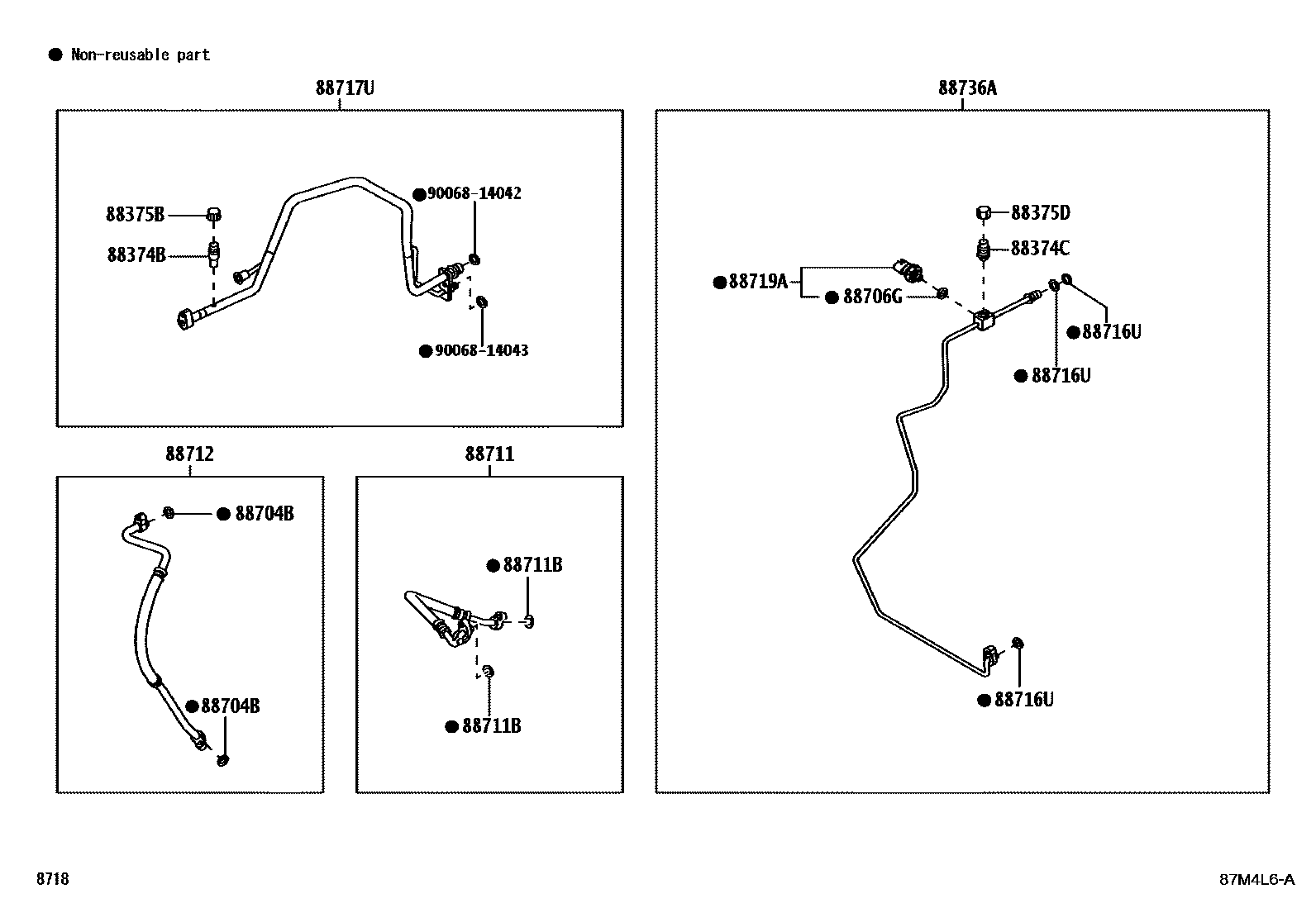 Toyota YARIS Heating & Air Conditioning - Cooler Piping EPC diagram — 87M4L6A
