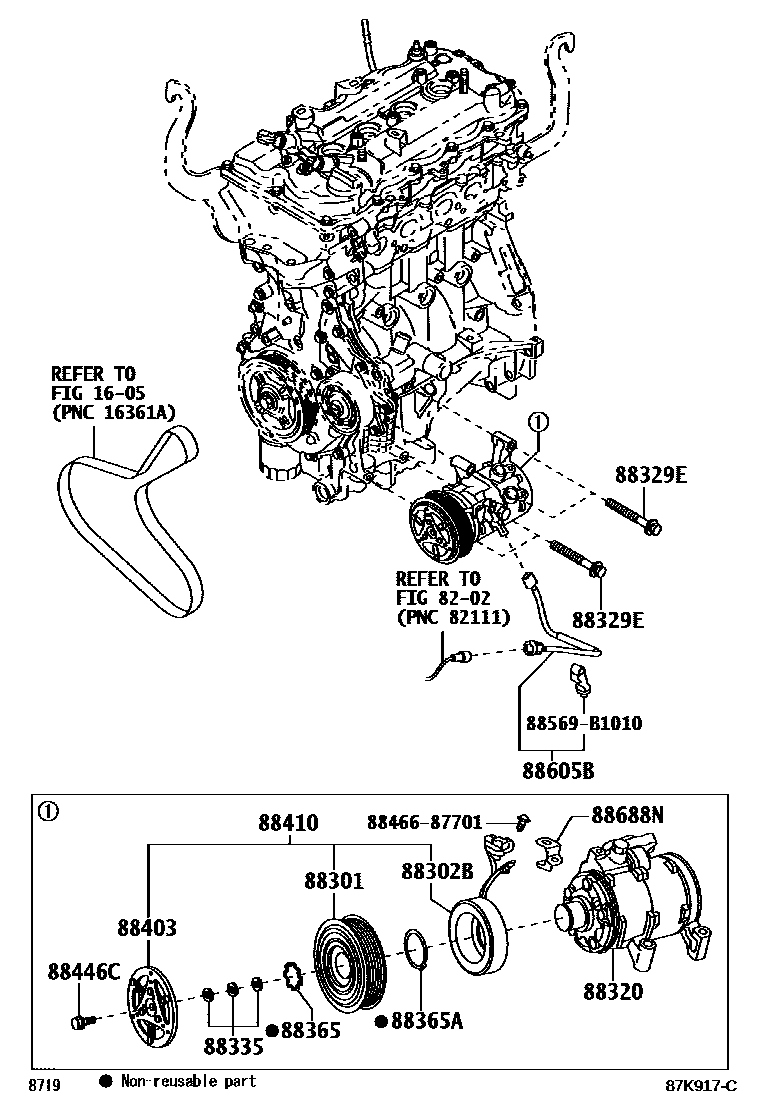Toyota YARIS Heating & Air Conditioning - Compressor EPC diagram — 87K917C