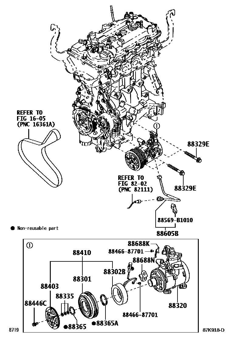 Toyota YARIS Heating & Air Conditioning - Compressor EPC diagram — 87K918D
