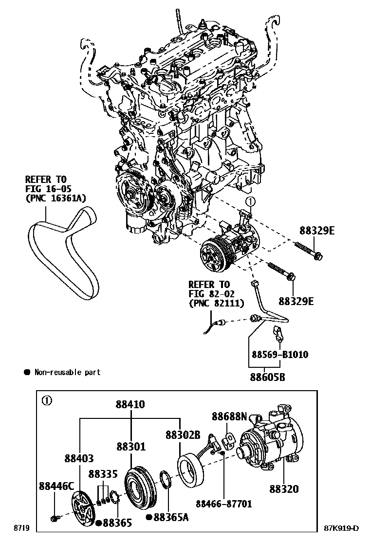 Toyota YARIS Heating & Air Conditioning - Compressor EPC diagram — 87K919D
