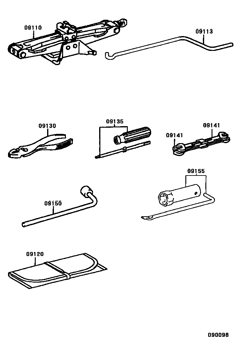 Toyota YARIS Standard Tools EPC diagram — 090098