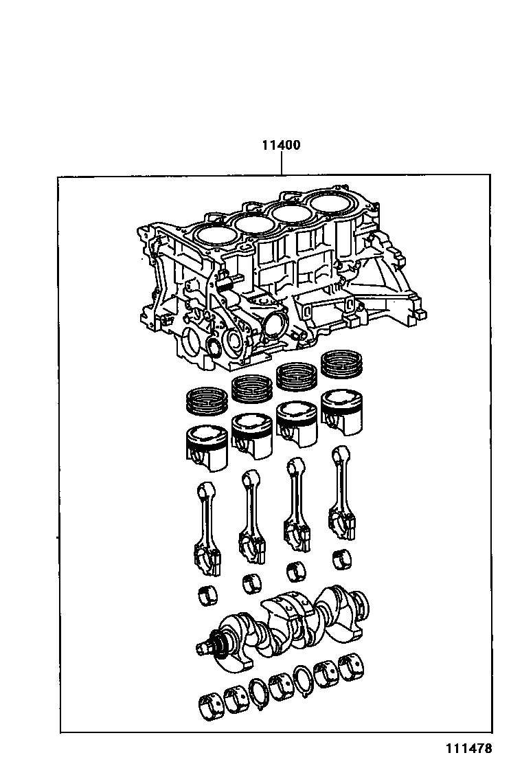 Toyota YARIS Short Block Assembly EPC diagram — 111478