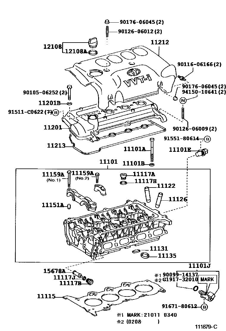 Toyota YARIS Cylinder Head EPC diagram — 111879C