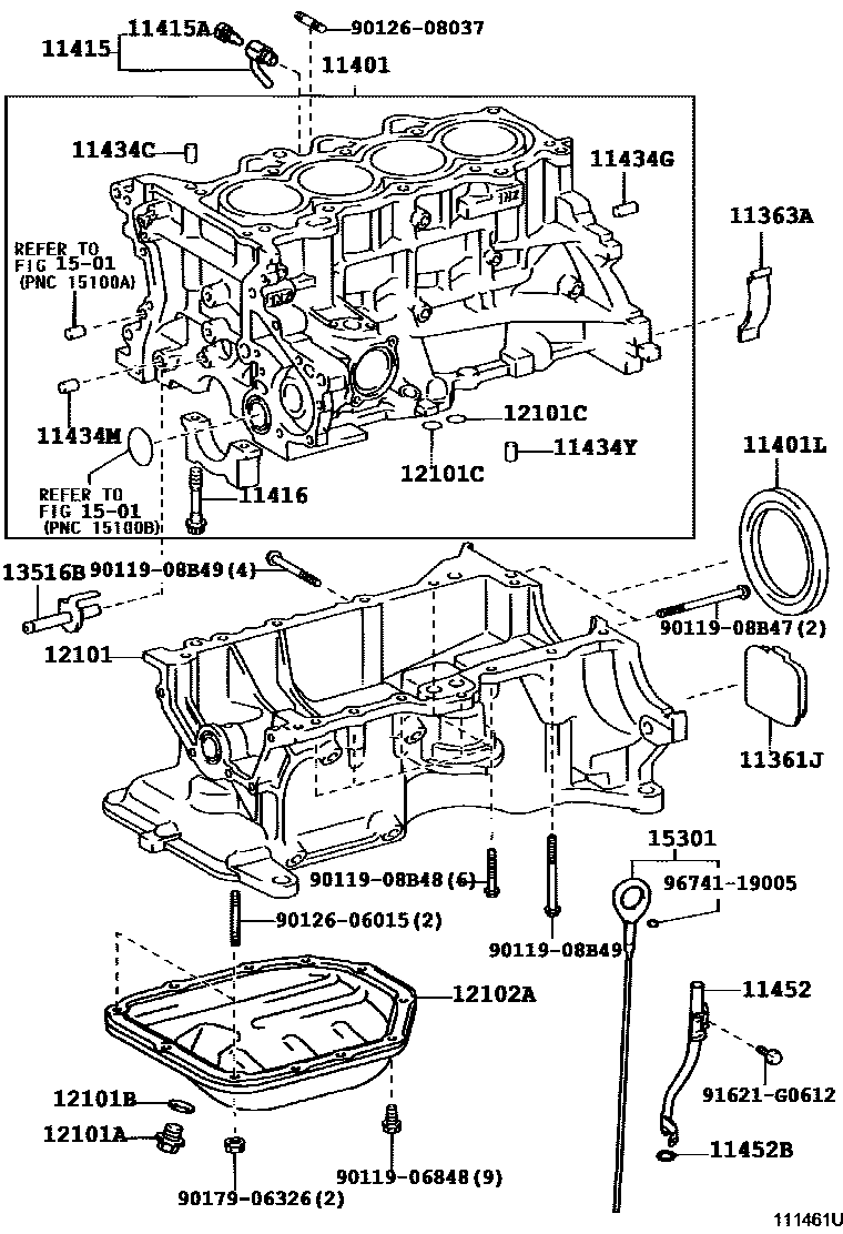 Toyota YARIS Cylinder Block EPC diagram — 111461U