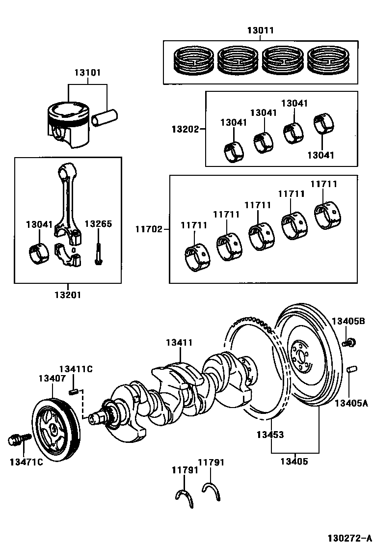 Toyota YARIS Crankshaft & Piston EPC diagram — 130272A