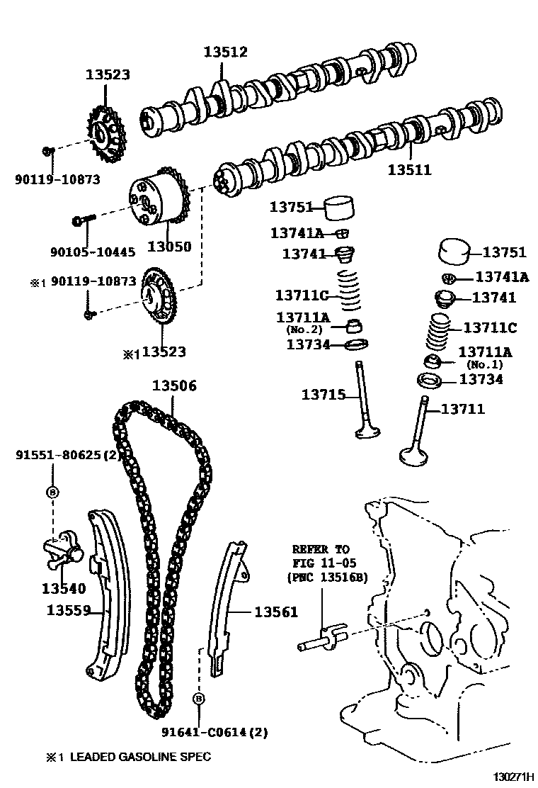 Toyota YARIS Camshaft & Valve EPC diagram — 130271H