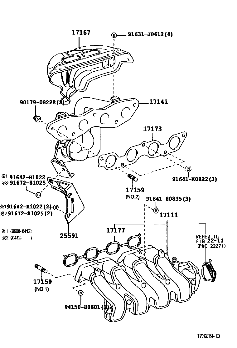 Toyota YARIS Manifold EPC diagram — 173219D