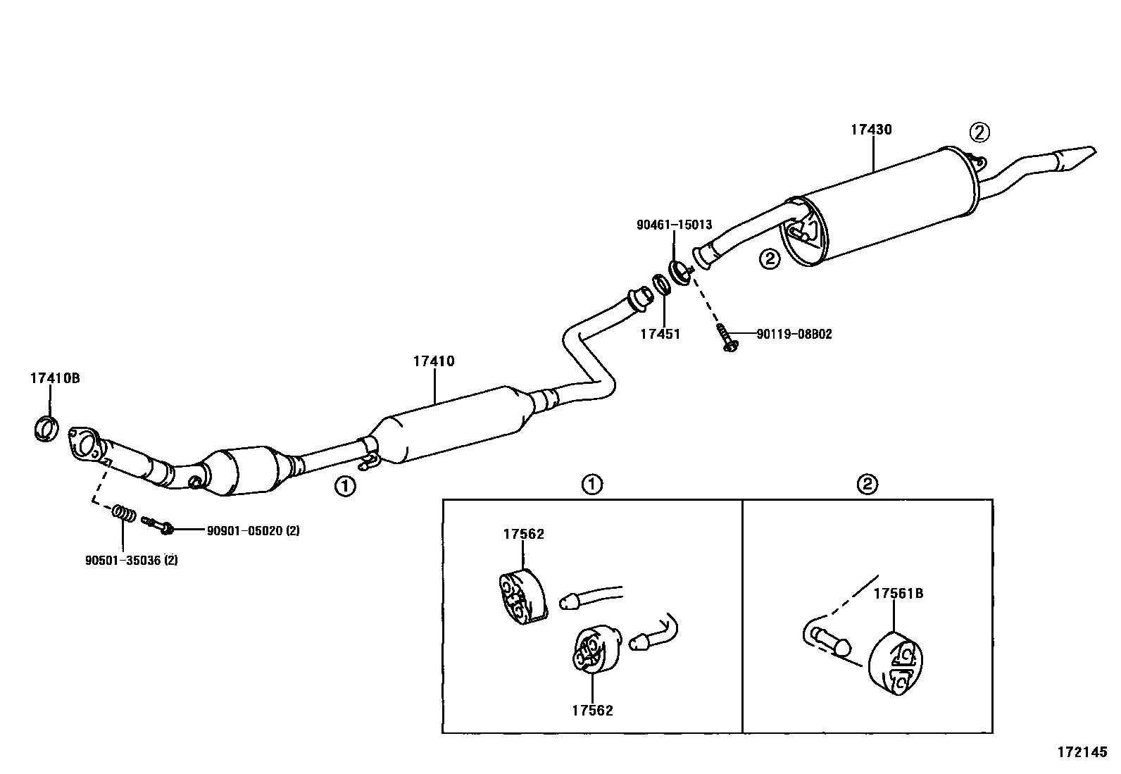 Toyota YARIS Exhaust Pipe EPC diagram — 172145