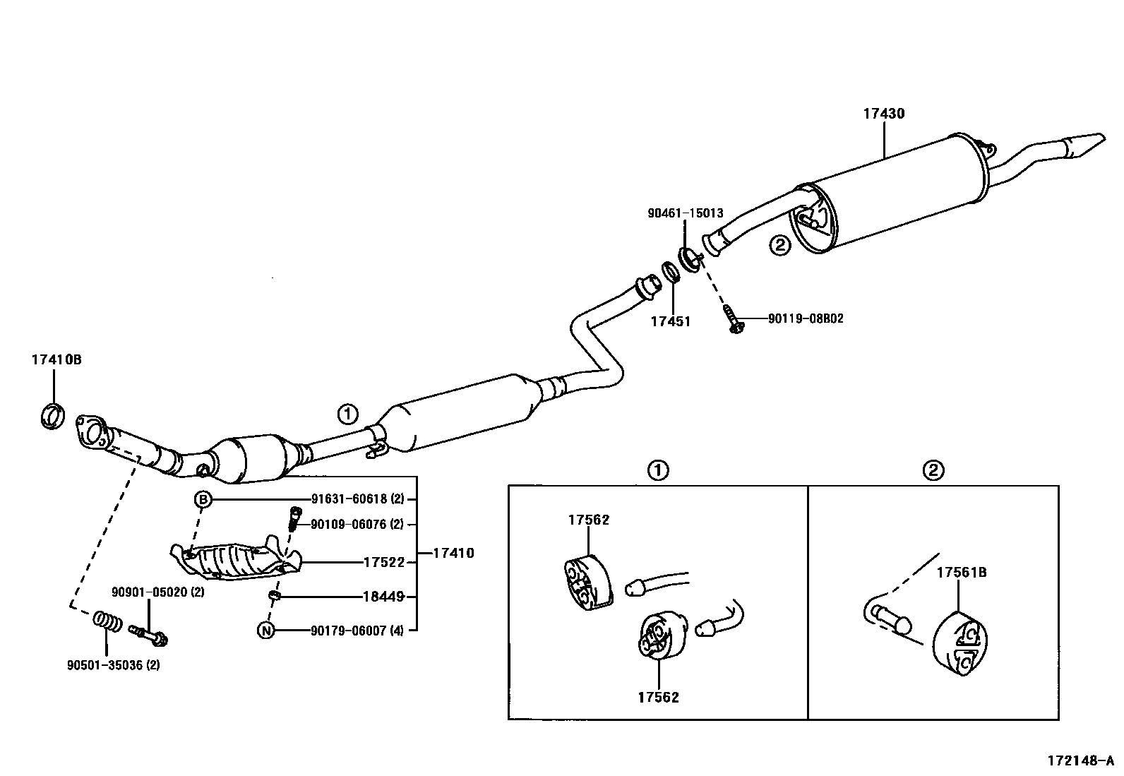 Toyota YARIS Exhaust Pipe EPC diagram — 172148A