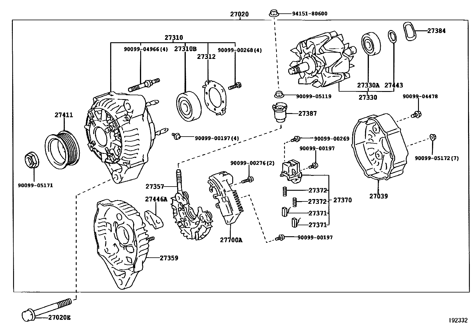 Toyota YARIS Alternator EPC diagram — 192332