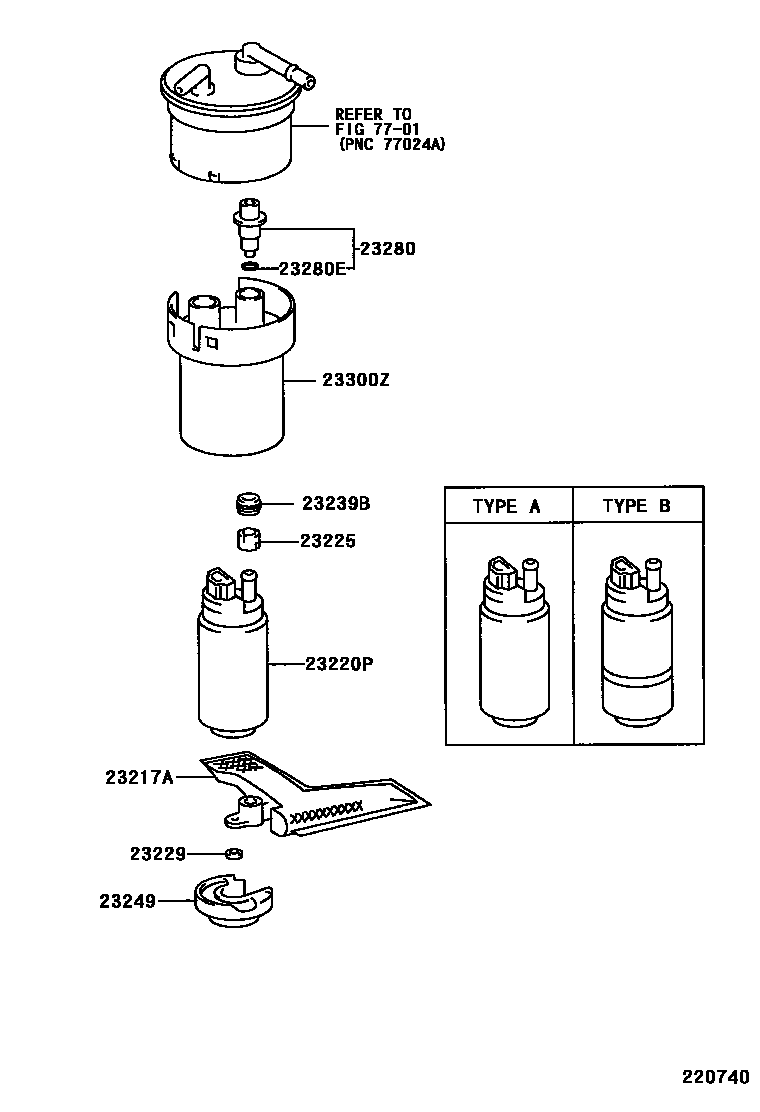 Toyota YARIS 燃油喷射系统 EPC diagram — 220740