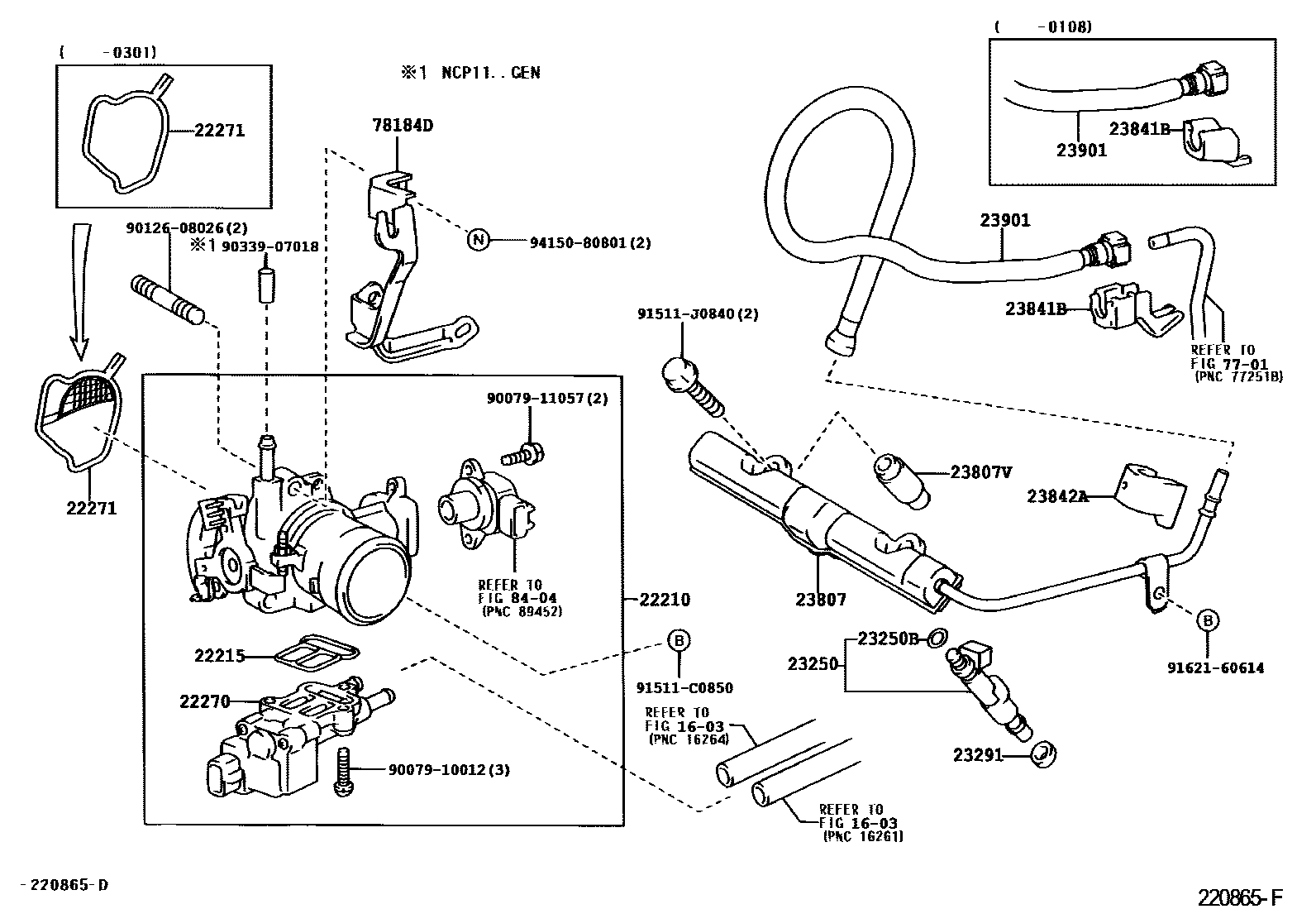 Toyota YARIS 燃油喷射系统 EPC diagram — 220865F