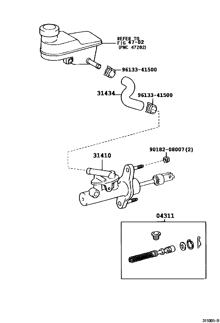 Toyota YARIS 离合器总泵 EPC diagram — 311001B