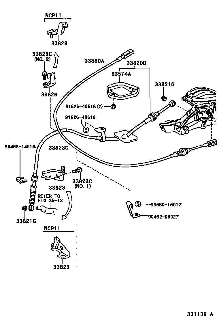 Toyota YARIS Shift Lever & Retainer EPC diagram — 331139A