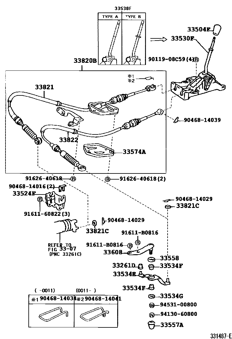 Toyota YARIS Shift Lever & Retainer EPC diagram — 331487I