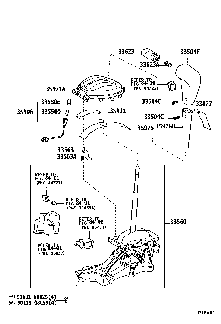 Toyota YARIS Shift Lever & Retainer EPC diagram — 331870C