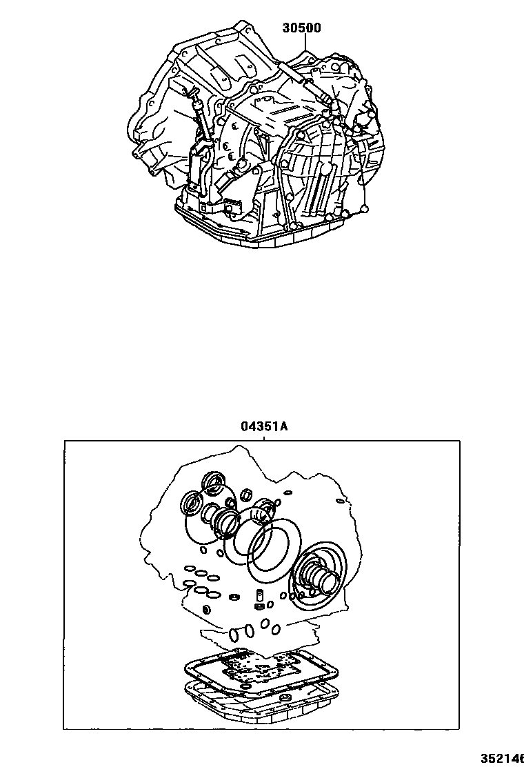 Toyota YARIS 传动桥或变速器总成和衬垫组件(ATM) EPC diagram — 352146
