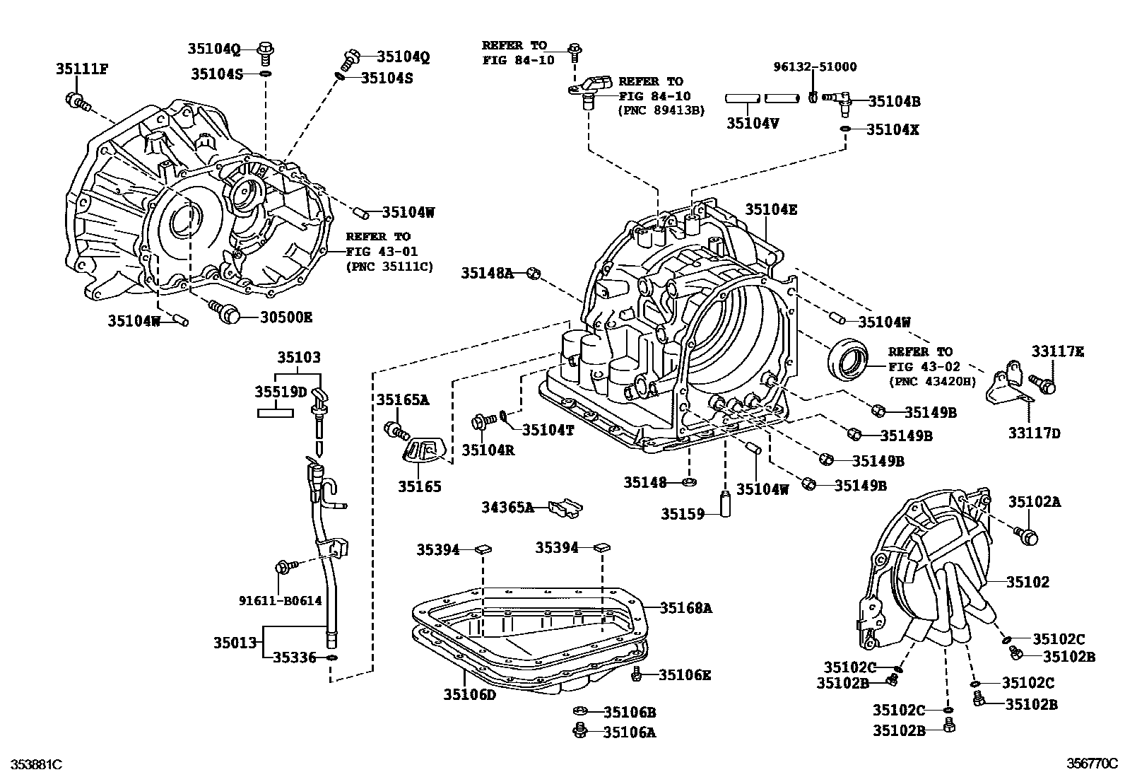 Toyota YARIS 变速器壳和油底壳(ATM) EPC diagram — 356770C