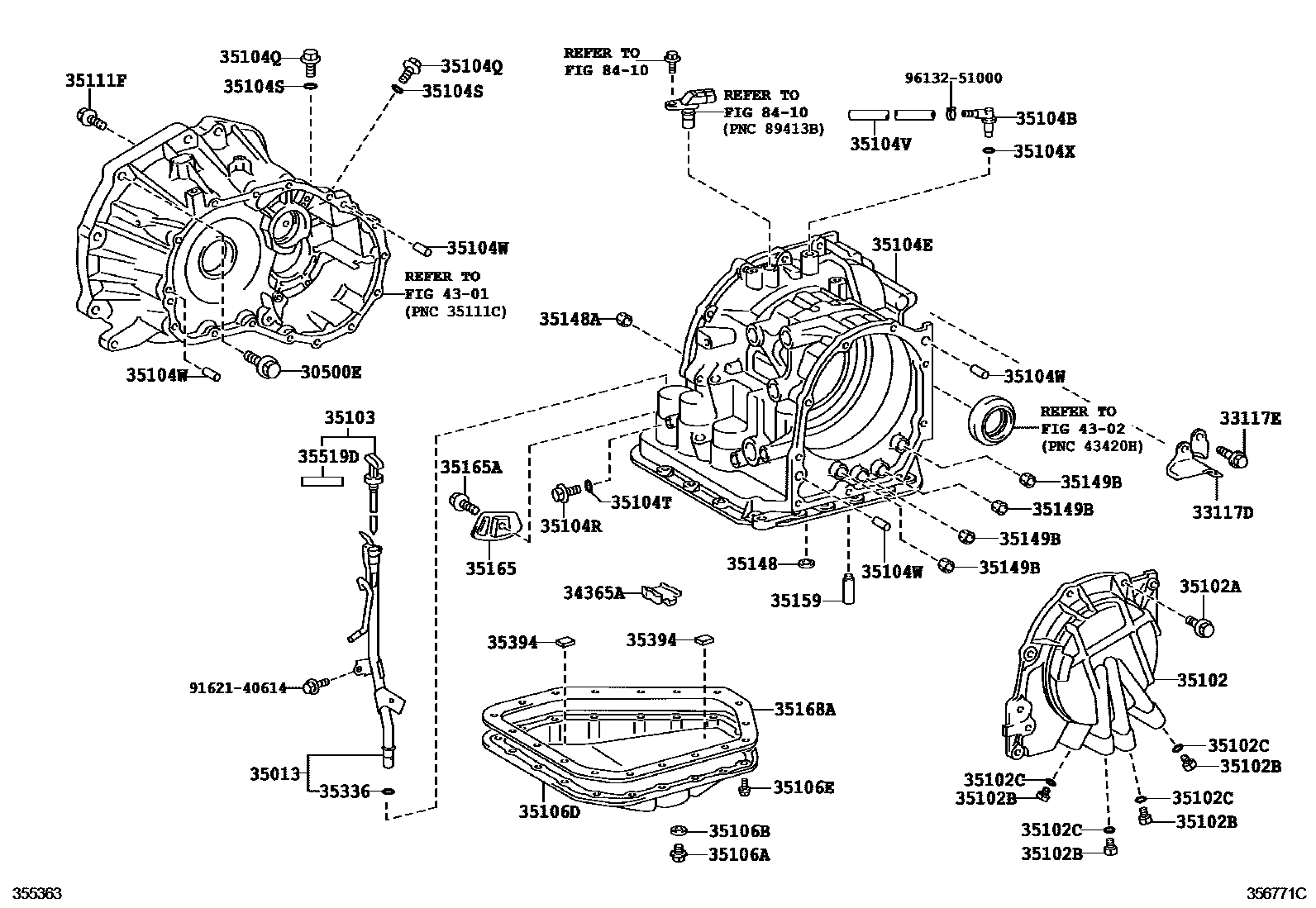 Toyota YARIS 变速器壳和油底壳(ATM) EPC diagram — 356771C