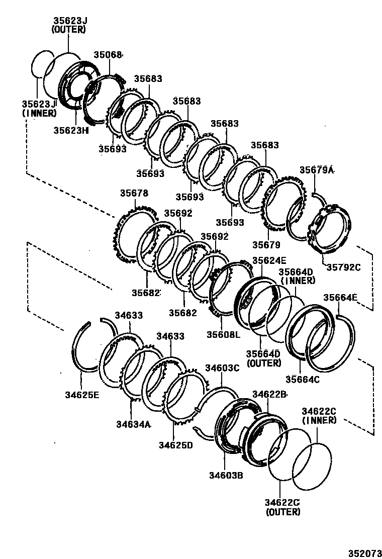 Toyota YARIS 3号制动器、一档和倒档制动器(ATM) EPC diagram — 352073
