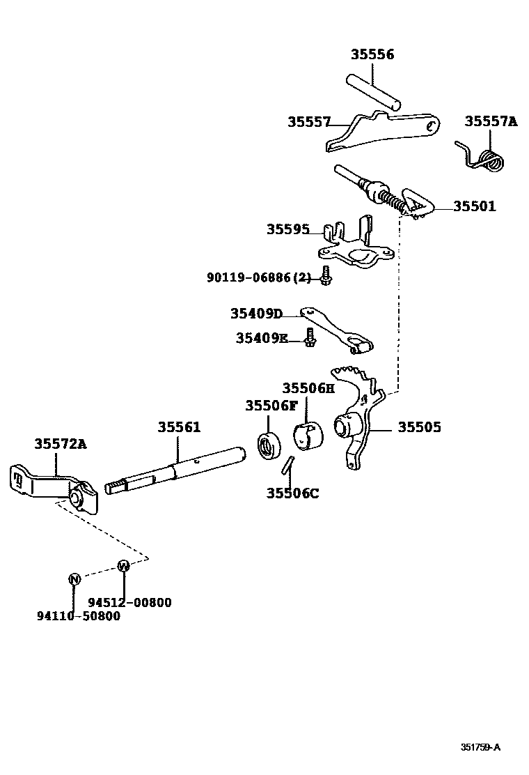 Toyota YARIS 节气阀连杆和阀杆(ATM) EPC diagram — 351759B