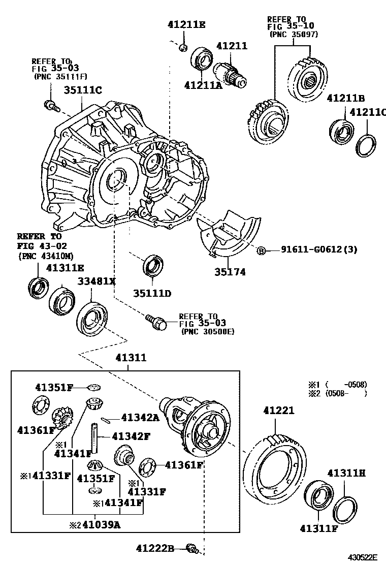 Toyota YARIS 前桥壳和差速器 EPC diagram — 430522E