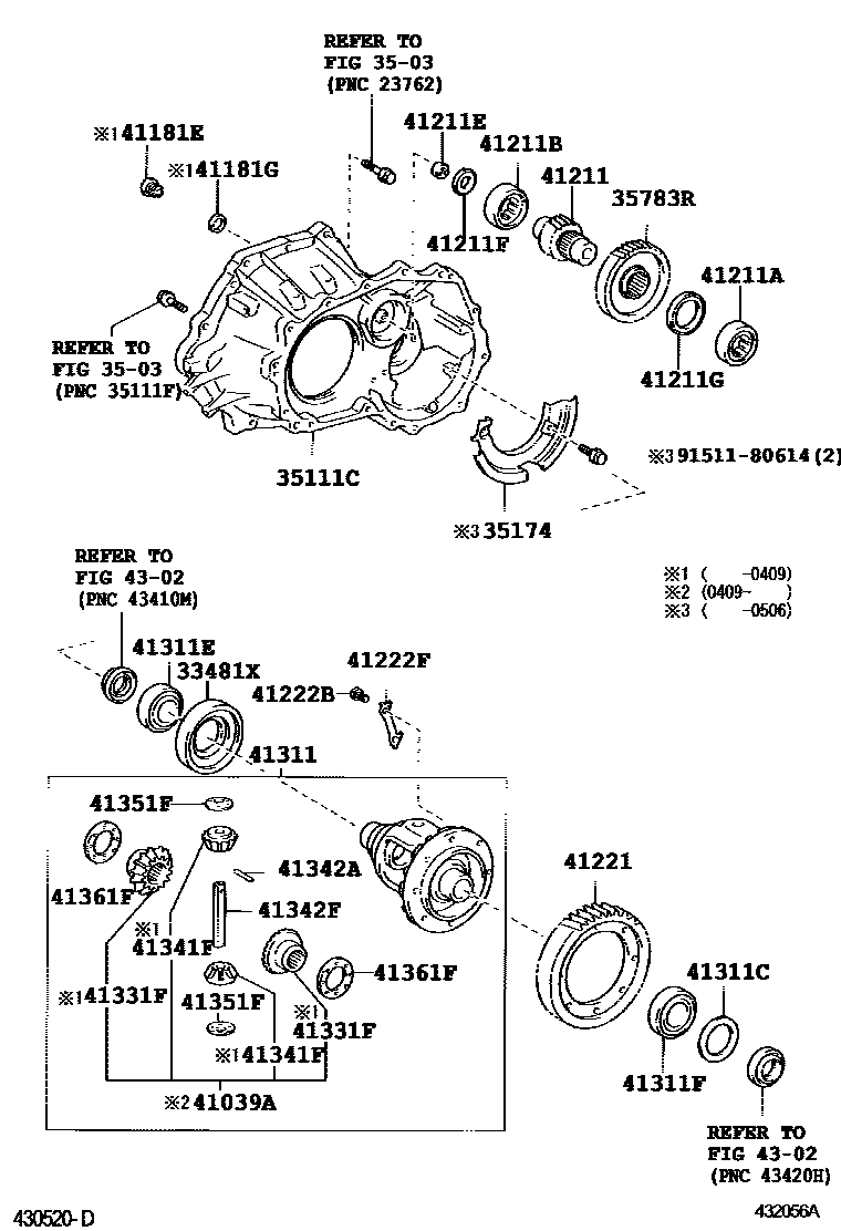 Toyota YARIS 前桥壳和差速器 EPC diagram — 432056A