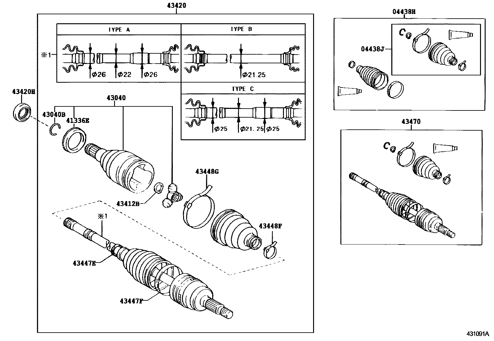 Toyota YARIS Front Drive Shaft EPC diagram — 431091A