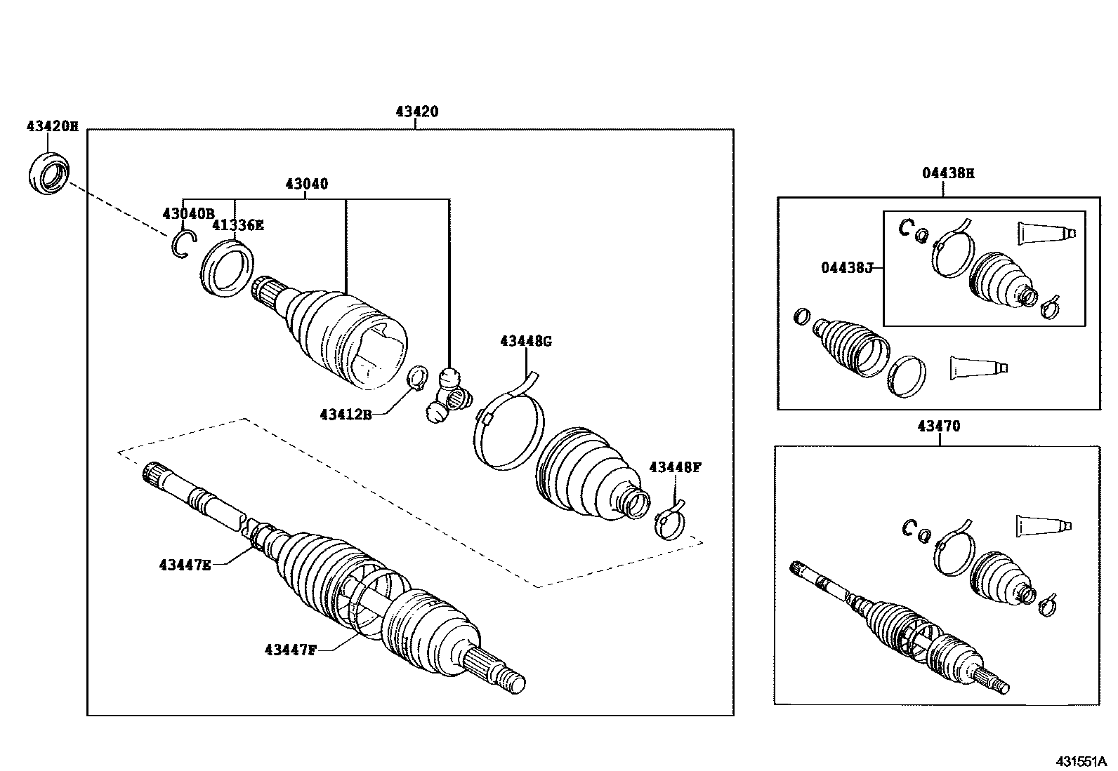 Toyota YARIS Front Drive Shaft EPC diagram — 431551A