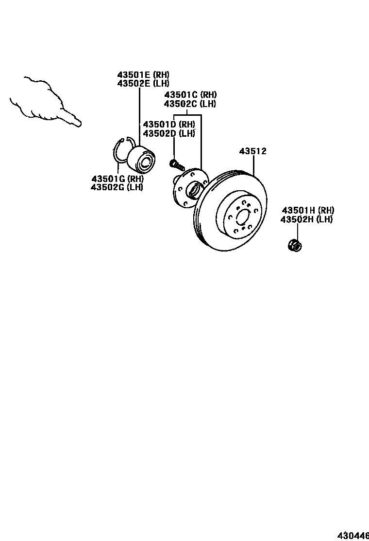 Toyota YARIS Front Axle Hub EPC diagram — 430446