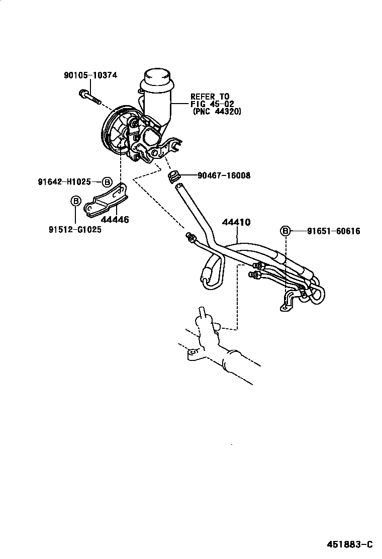 Toyota YARIS 动力转向配管 EPC diagram — 451883C