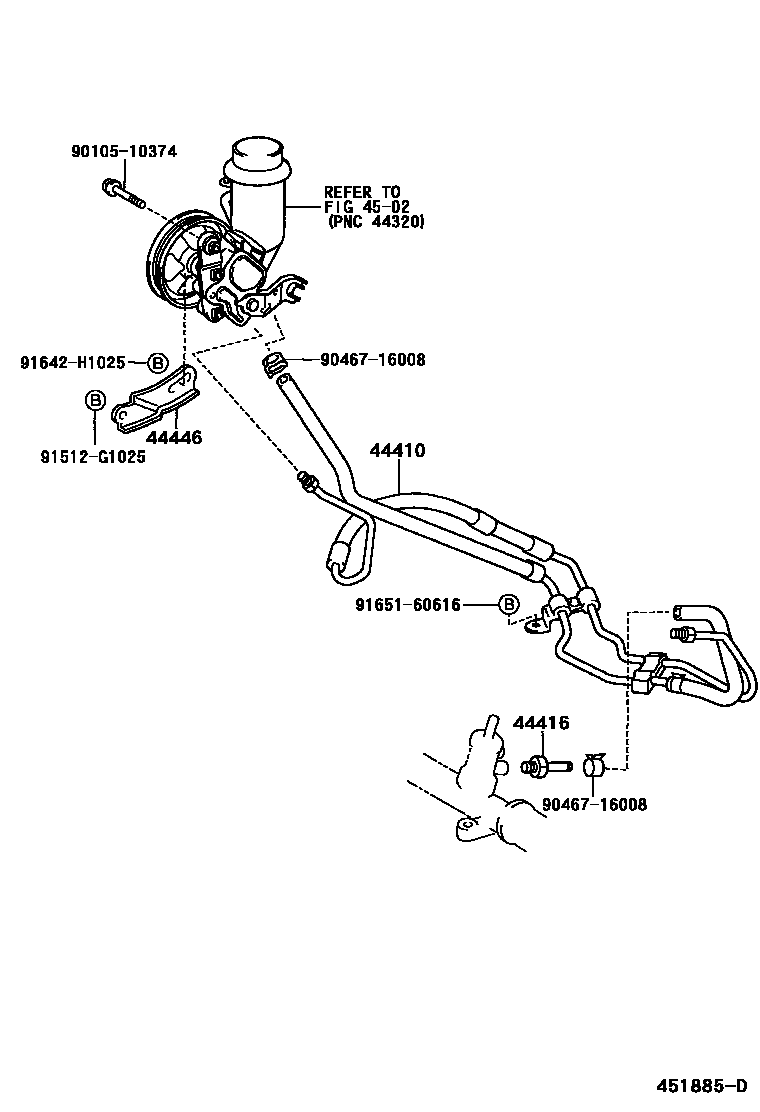 Toyota YARIS 动力转向配管 EPC diagram — 451885D