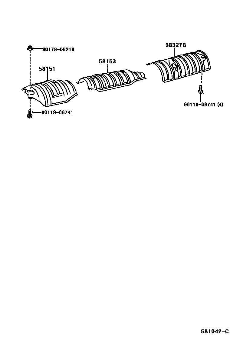Toyota YARIS 地板隔热垫 EPC diagram — 581042C