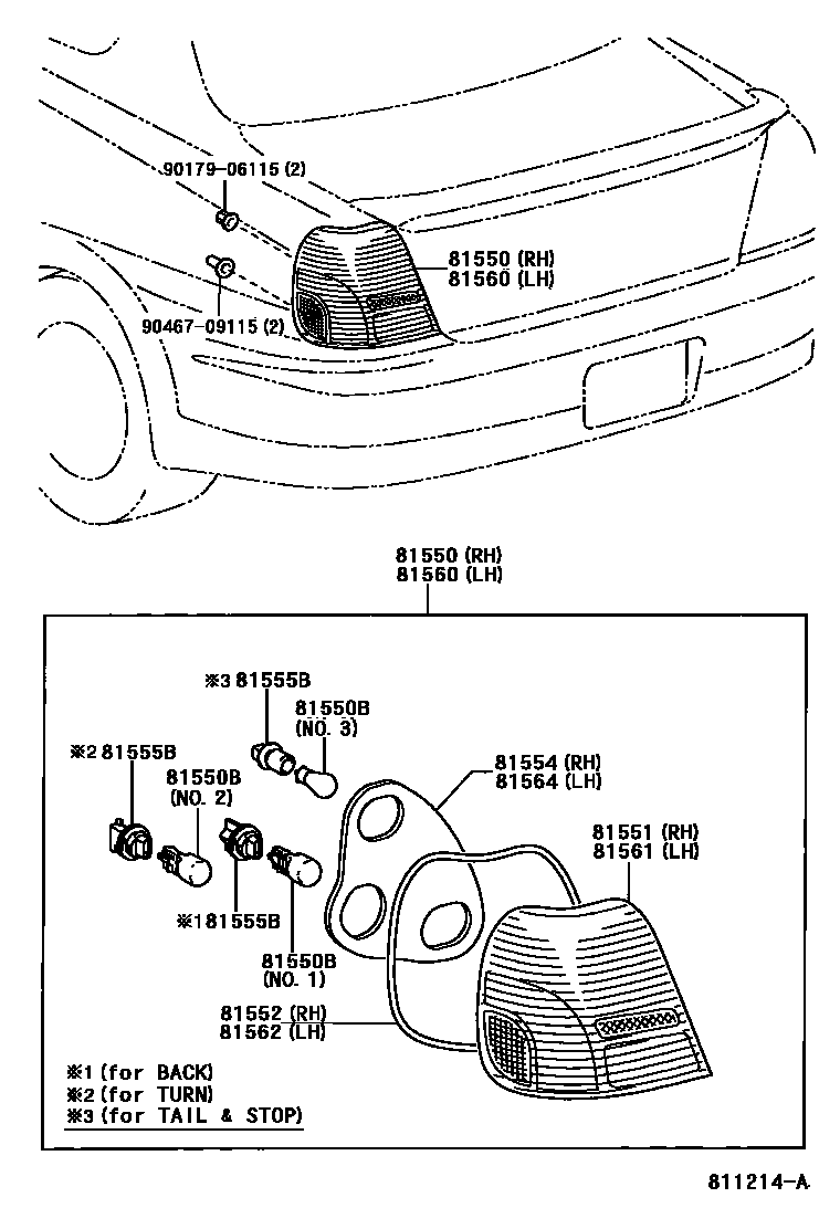 Toyota YARIS 后组合灯 EPC diagram — 811214A