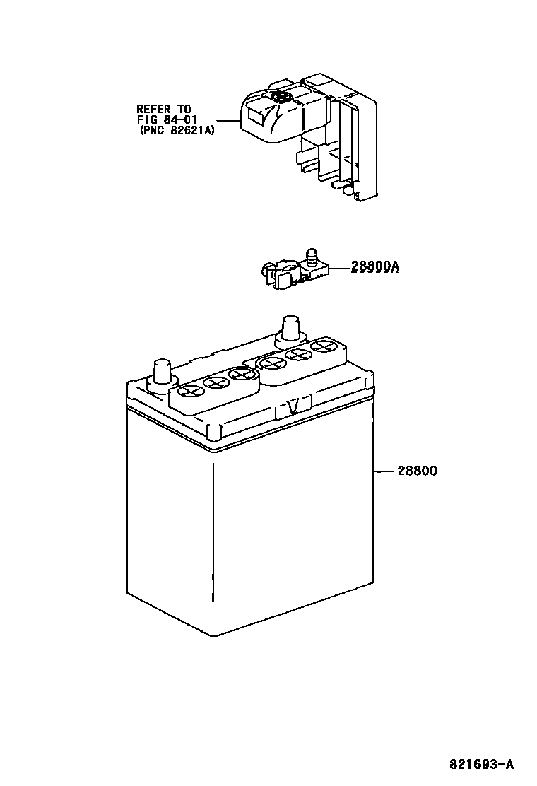 Toyota YARIS 蓄电池和蓄电池电缆 EPC diagram — 821693A