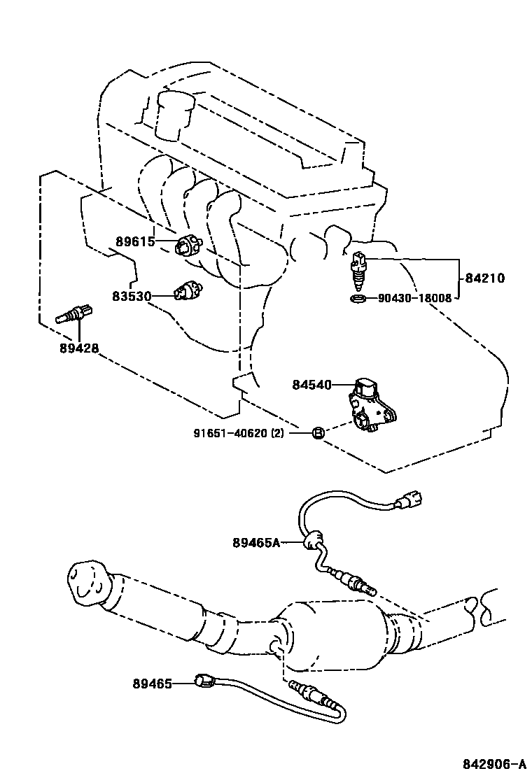 Toyota YARIS 开关和继电器和ECU EPC diagram — 842906A