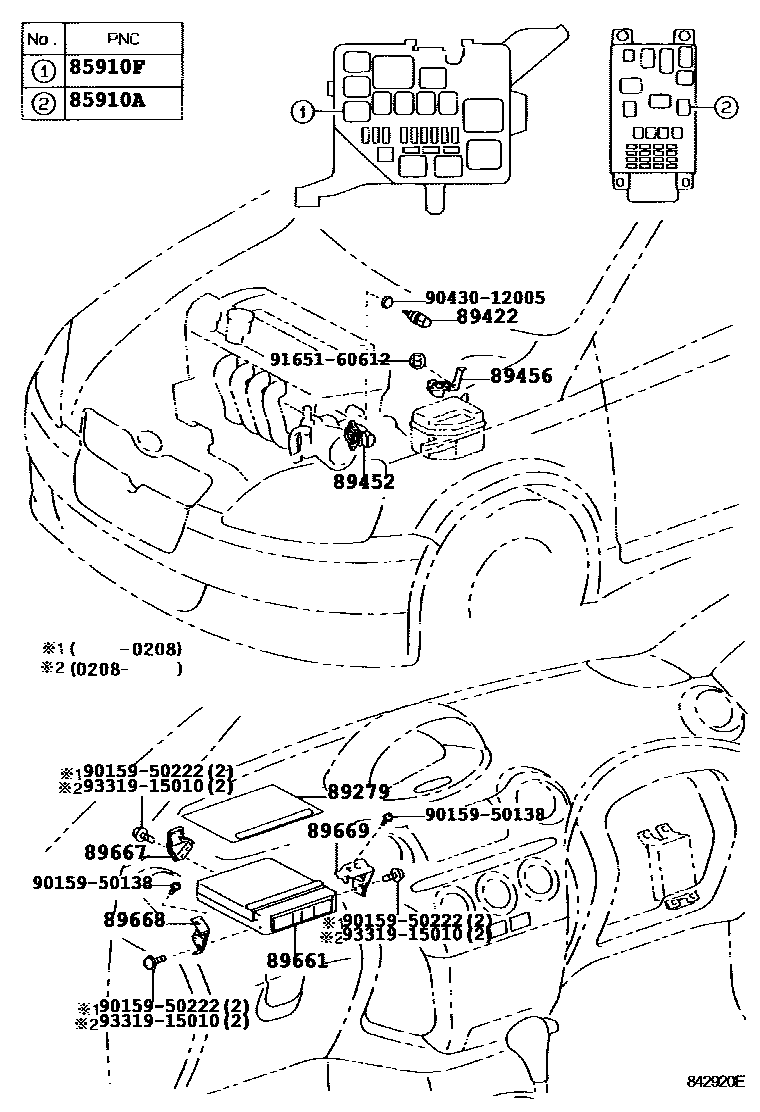 Toyota YARIS 电子燃油喷射系统 EPC diagram — 842920E