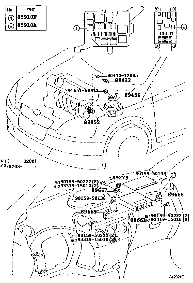 Toyota YARIS 电子燃油喷射系统 EPC diagram — 842921E