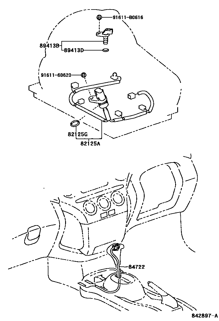 Toyota YARIS 超速档和电子控制变速器 EPC diagram — 842897A