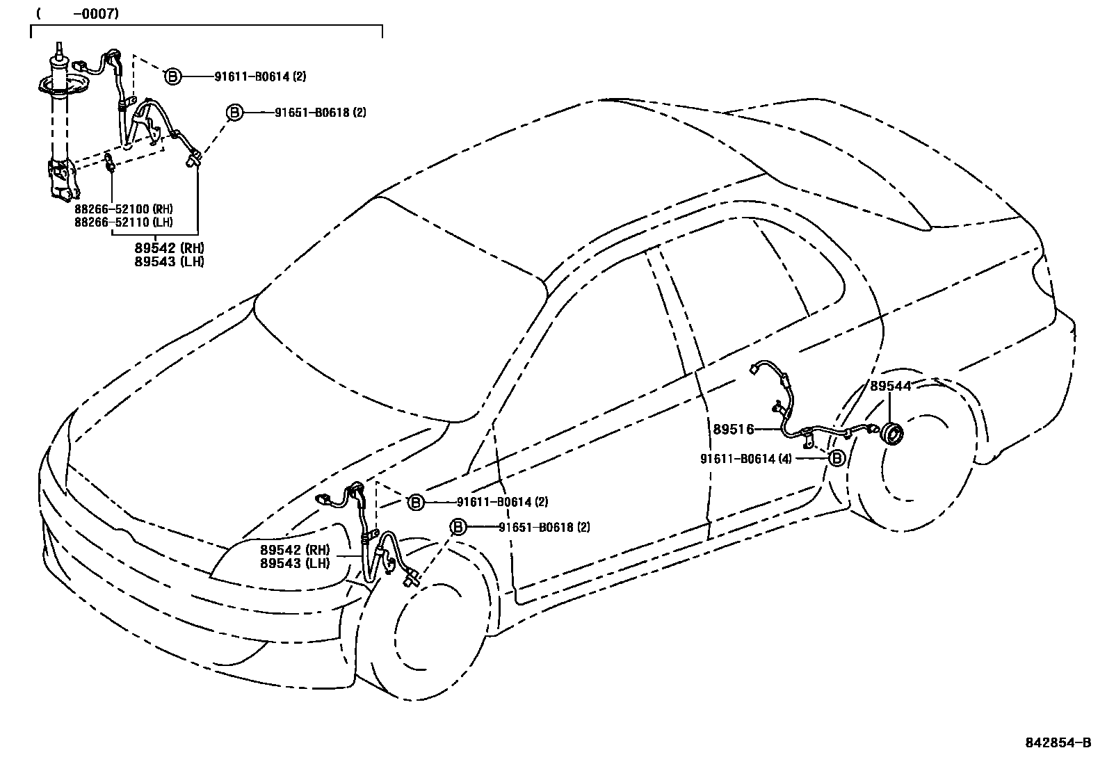 Toyota YARIS ABS 和 VSC EPC diagram — 842854B