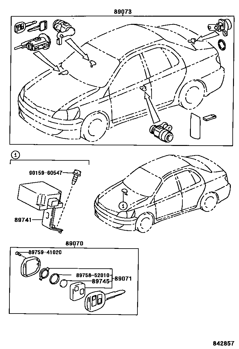 Toyota YARIS 遥控门锁 EPC diagram — 842857