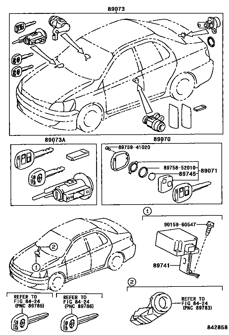 Toyota YARIS 遥控门锁 EPC diagram — 842858