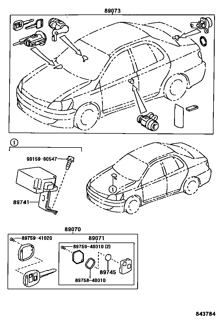 Toyota YARIS 遥控门锁 EPC diagram — 843784