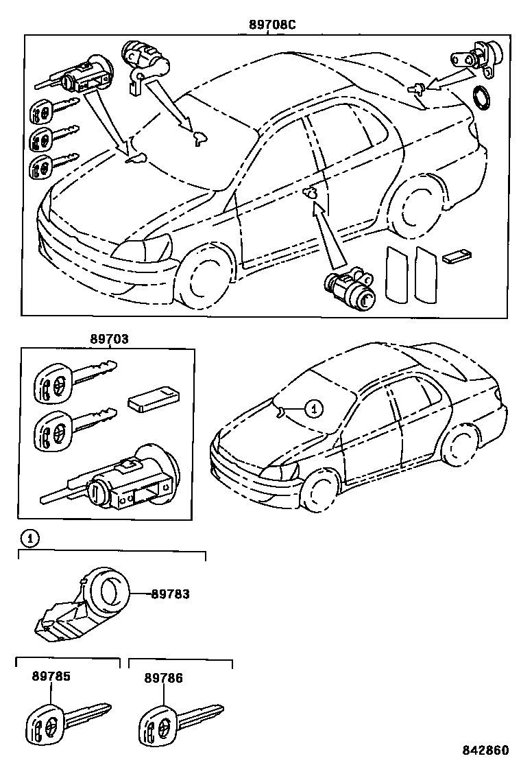 Toyota YARIS 防盗装置 EPC diagram — 842860