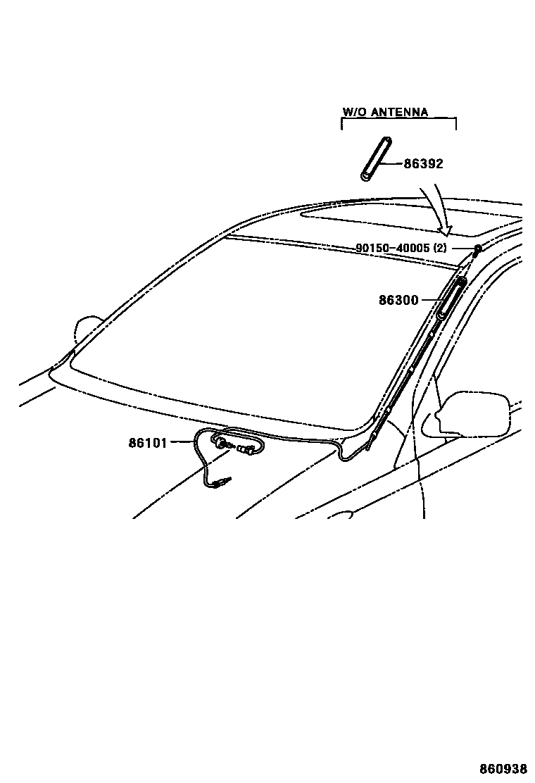 Toyota YARIS antenna EPC diagram — 860938