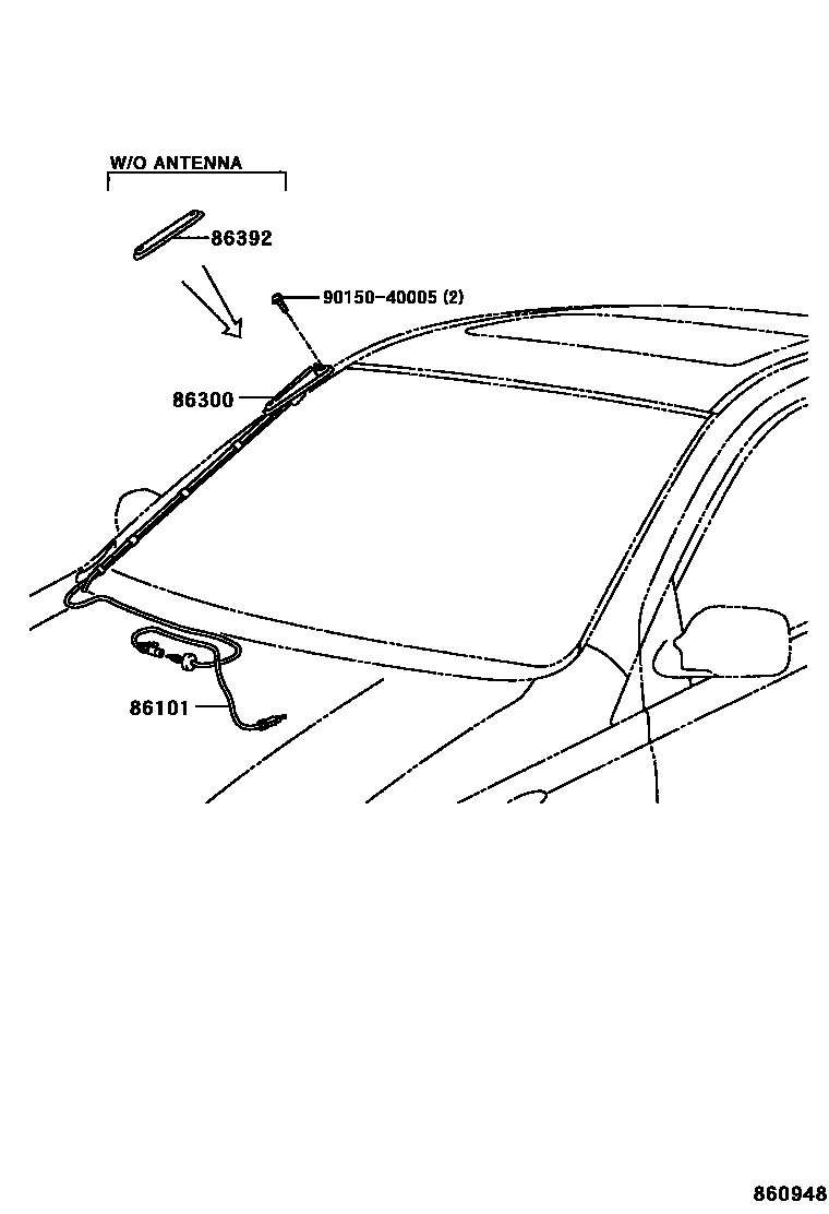 Toyota YARIS antenna EPC diagram — 860948