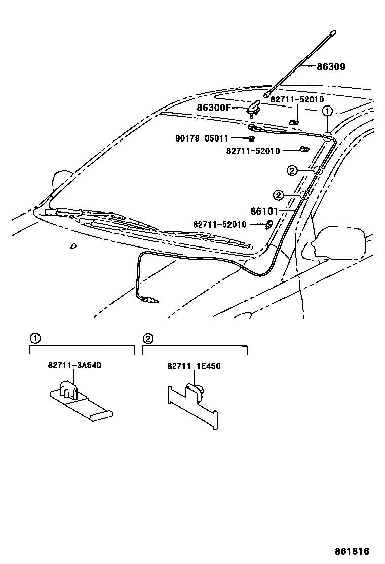 Toyota YARIS antenna EPC diagram — 861816