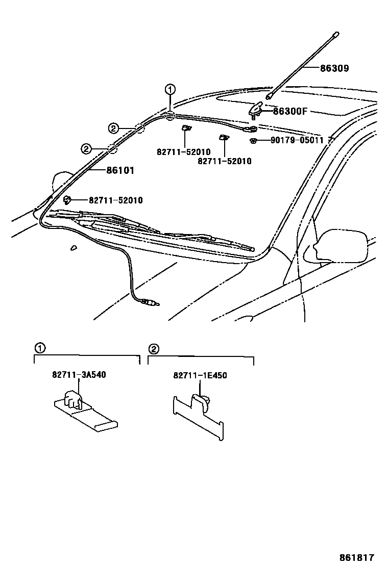 Toyota YARIS antenna EPC diagram — 861817