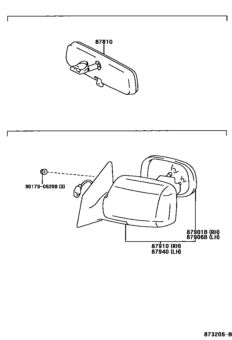 Toyota YARIS 后视镜 EPC diagram — 873206B