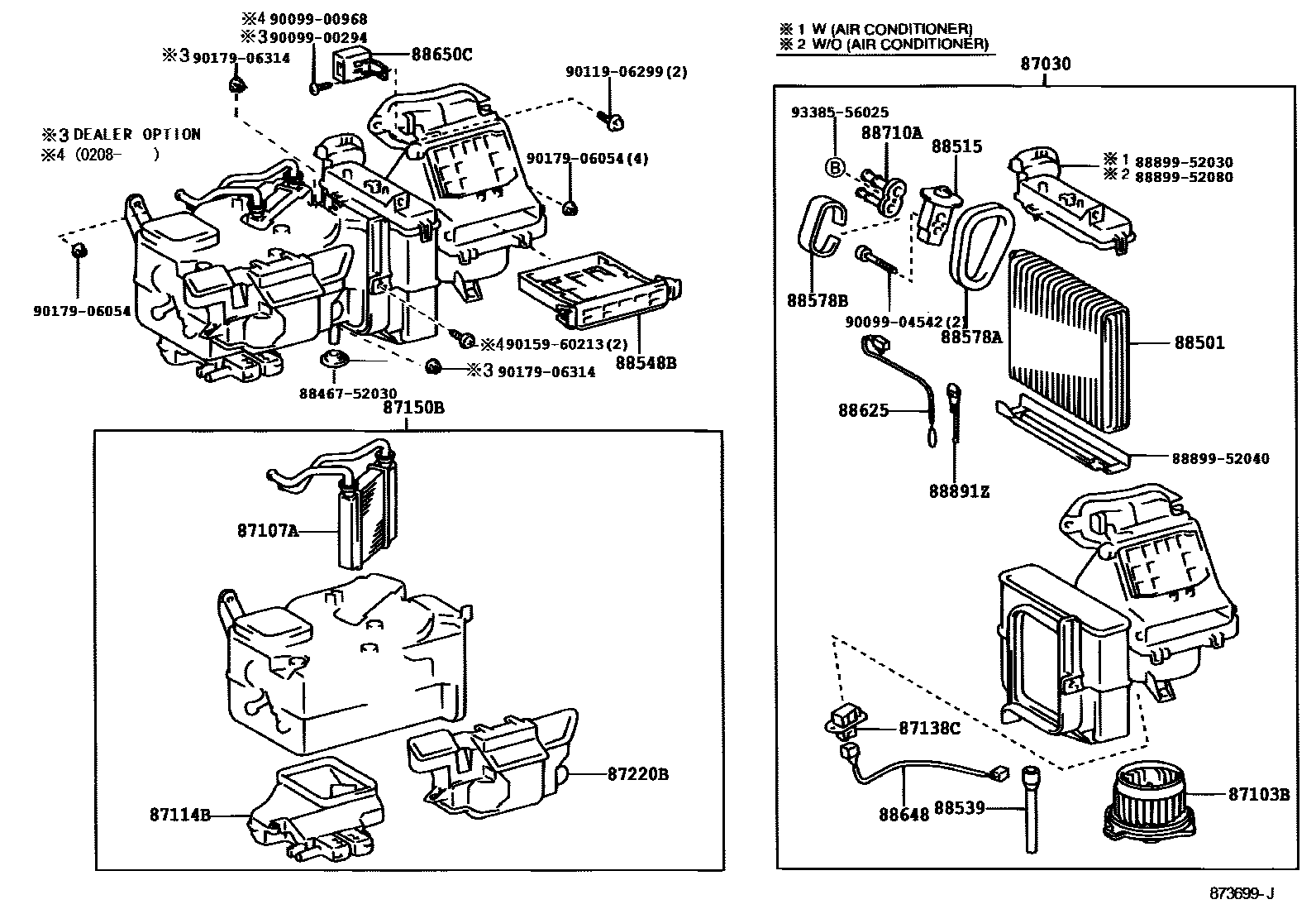 Toyota YARIS 暖风和空调系统 - 冷却器组件 EPC diagram — 873699J